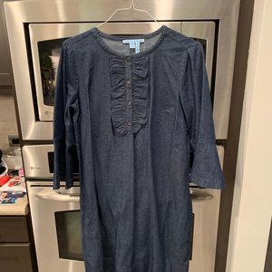 Draper James Chambray Ruffle Shift Dress Size 12